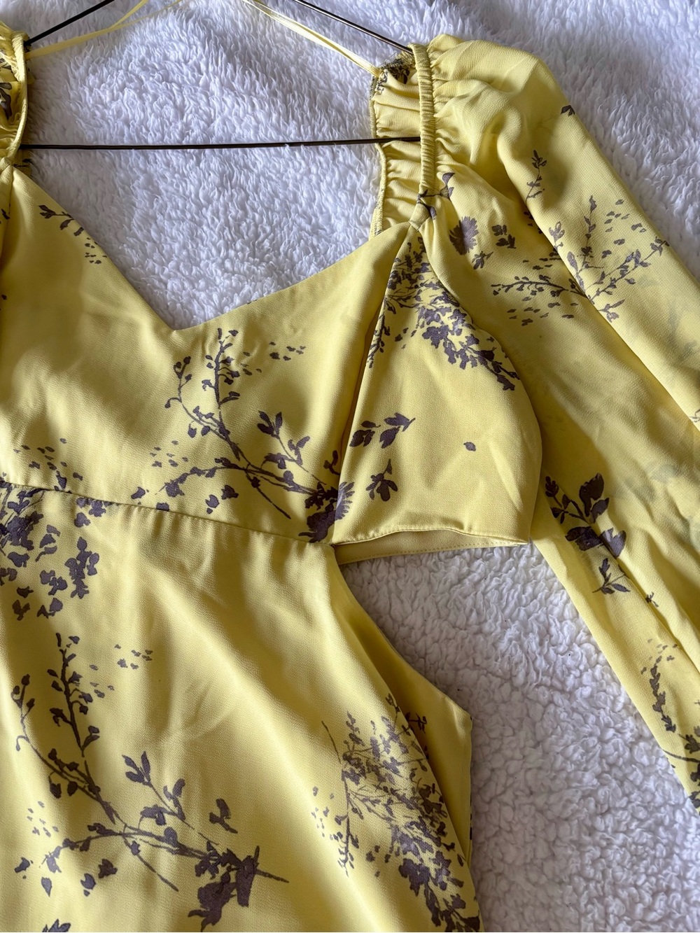 Dynamite Yellow Floral Print Ruffle Mini Dress - Picture 2 of 4